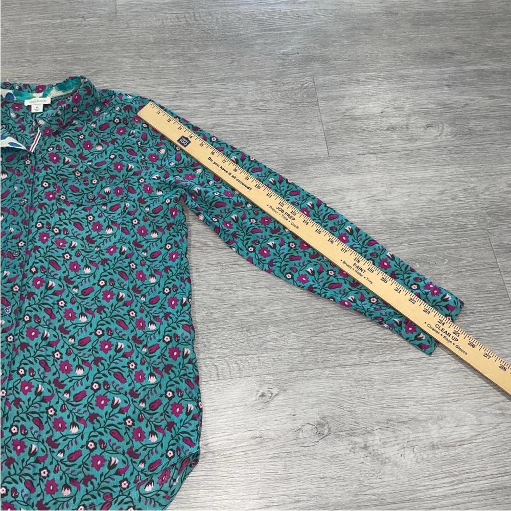 Sundance Vibrant Teal and Purple Floral Blouse - Picture 5 of 11